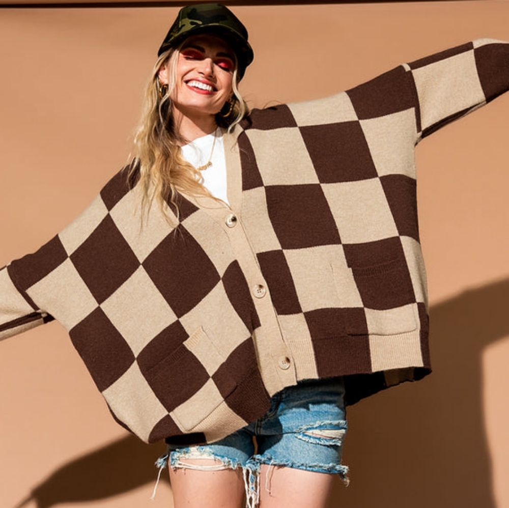 ISO Chai Checkerboard Cardigan by Dressed in LALA